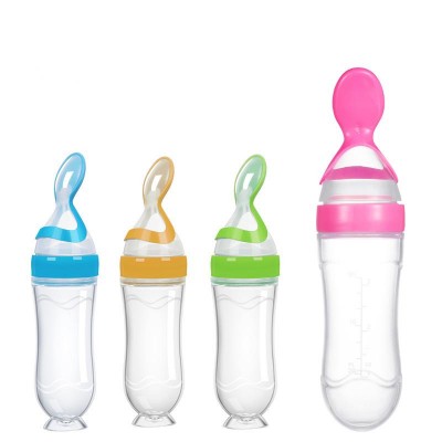 Bpa Free Silicone Baby Supplies Feeding Bottle Spoon With Container Baby Food Feeder